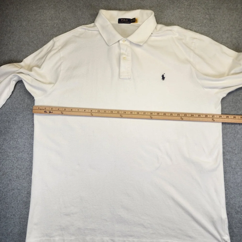 Polo Ralph Lauren Mens 3XLT TALL Long Sleeve Mesh‎ Polo Shirt White Pique
